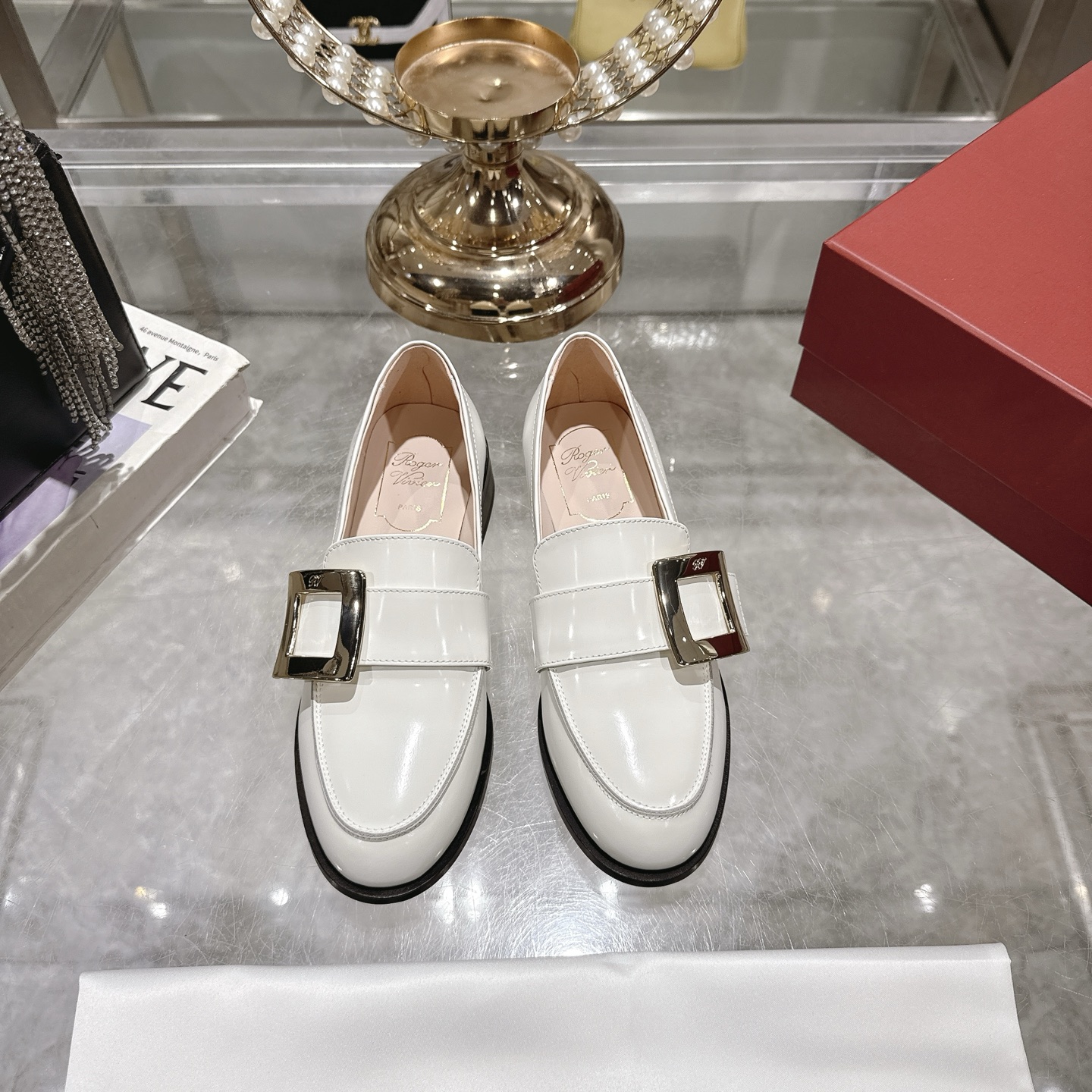 Riv Rangers Women's Loafers - White Leather with Block Heel and Metal Buckle 3 i1743005889222 3480 0 0