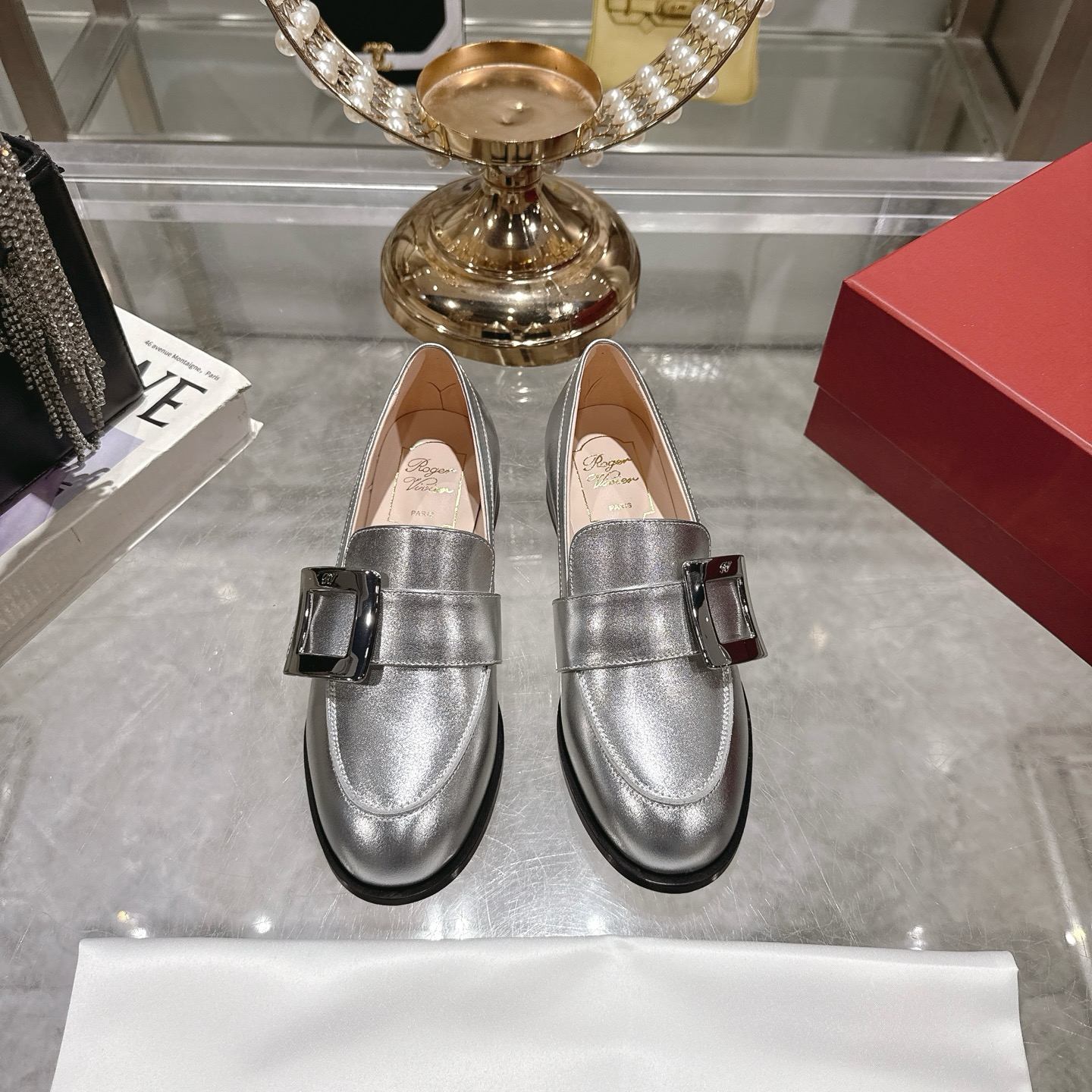 Riv Rangers Loafers Women's Chunky Heel Flat Pointed-Toe Metal Buckle Dress Shoes 3 i1743006001722 2975 0 0