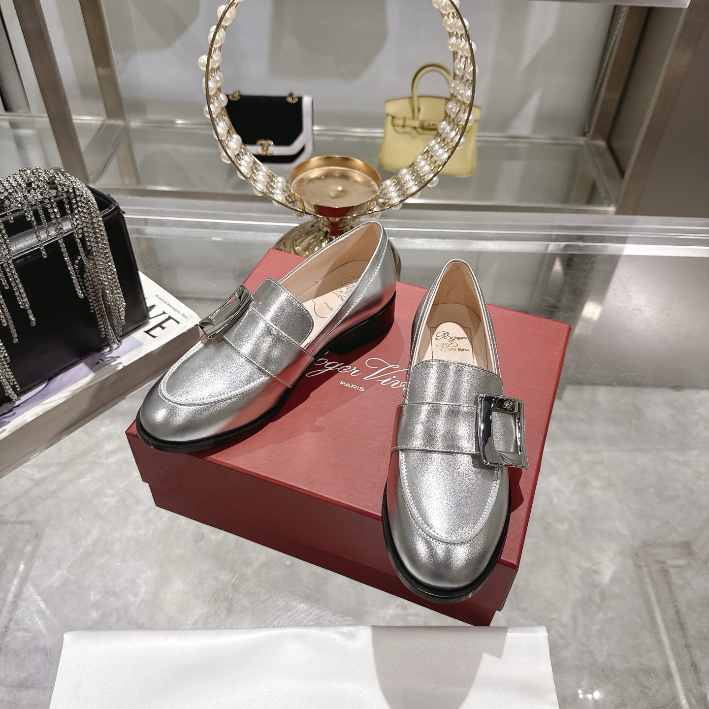 Riv Rangers Loafers Women's Chunky Heel Flat Pointed-Toe Metal Buckle Dress Shoes 7 i1743006004388 6699 0 5