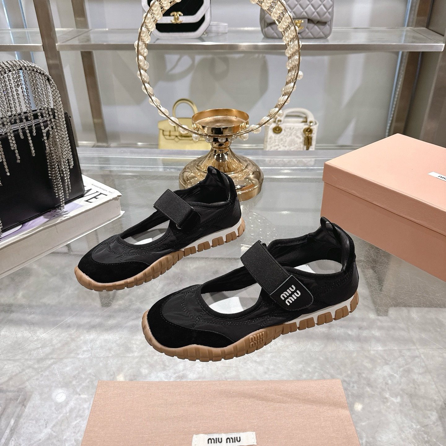 Miu Miu Women's Black Canvas Low-Top Sneakers with Velcro Strap 5 i1743336913421 3309 0 2