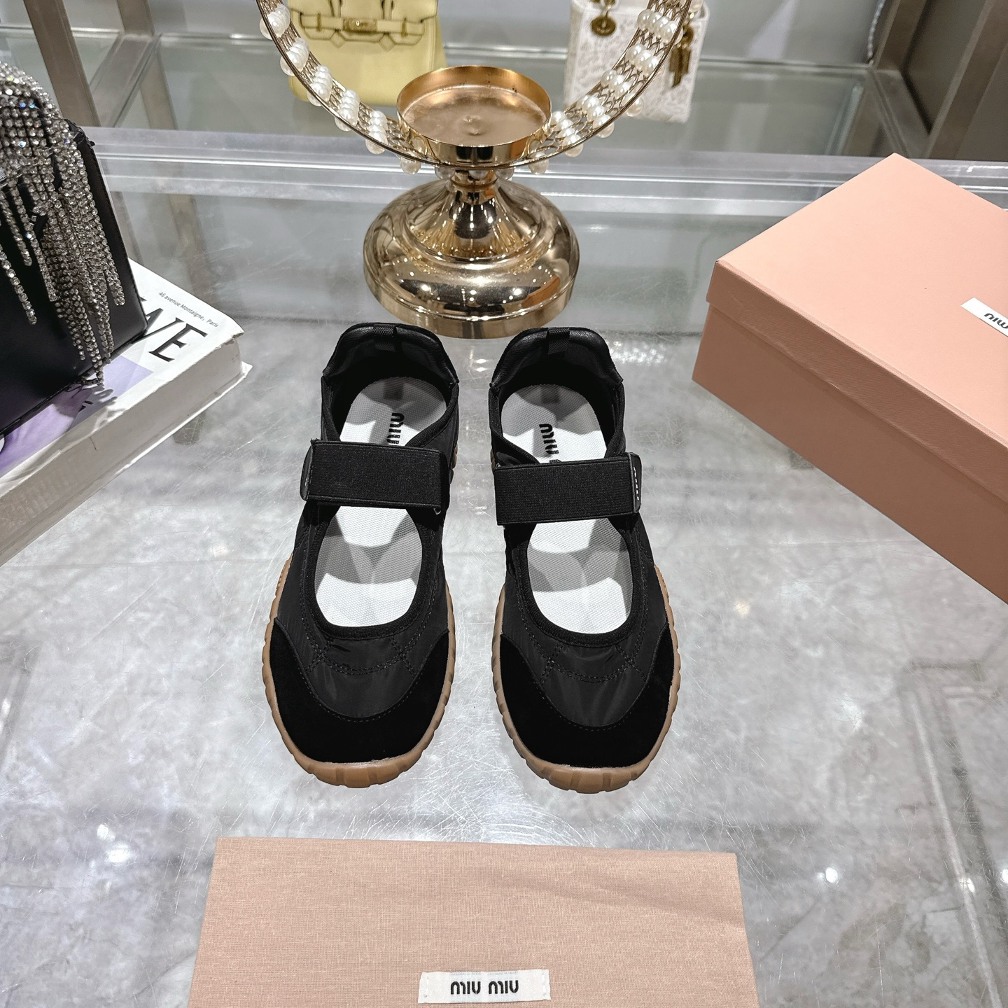 Miu Miu Women's Black Canvas Low-Top Sneakers with Velcro Strap 3 i1743336913421 6405 0 0