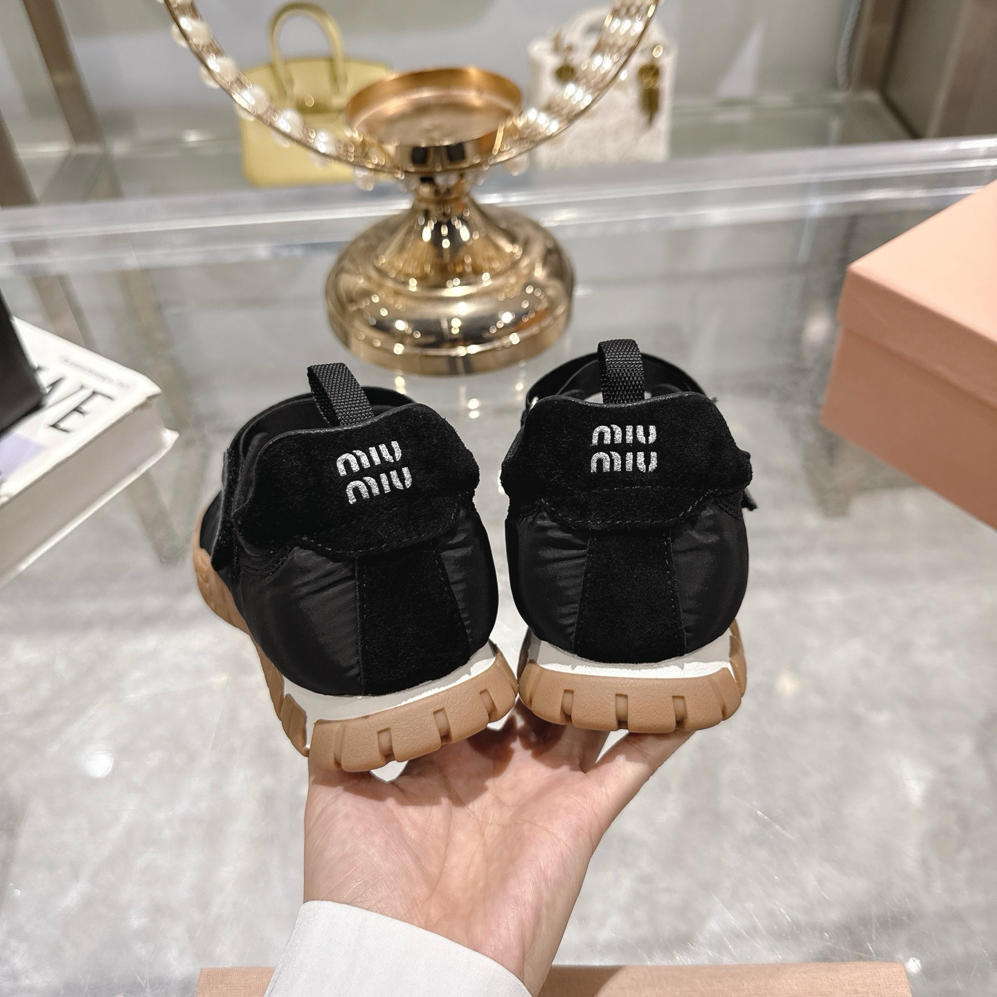 Miu Miu Women's Black Canvas Low-Top Sneakers with Velcro Strap 8 i1743336916342 8981 0 6