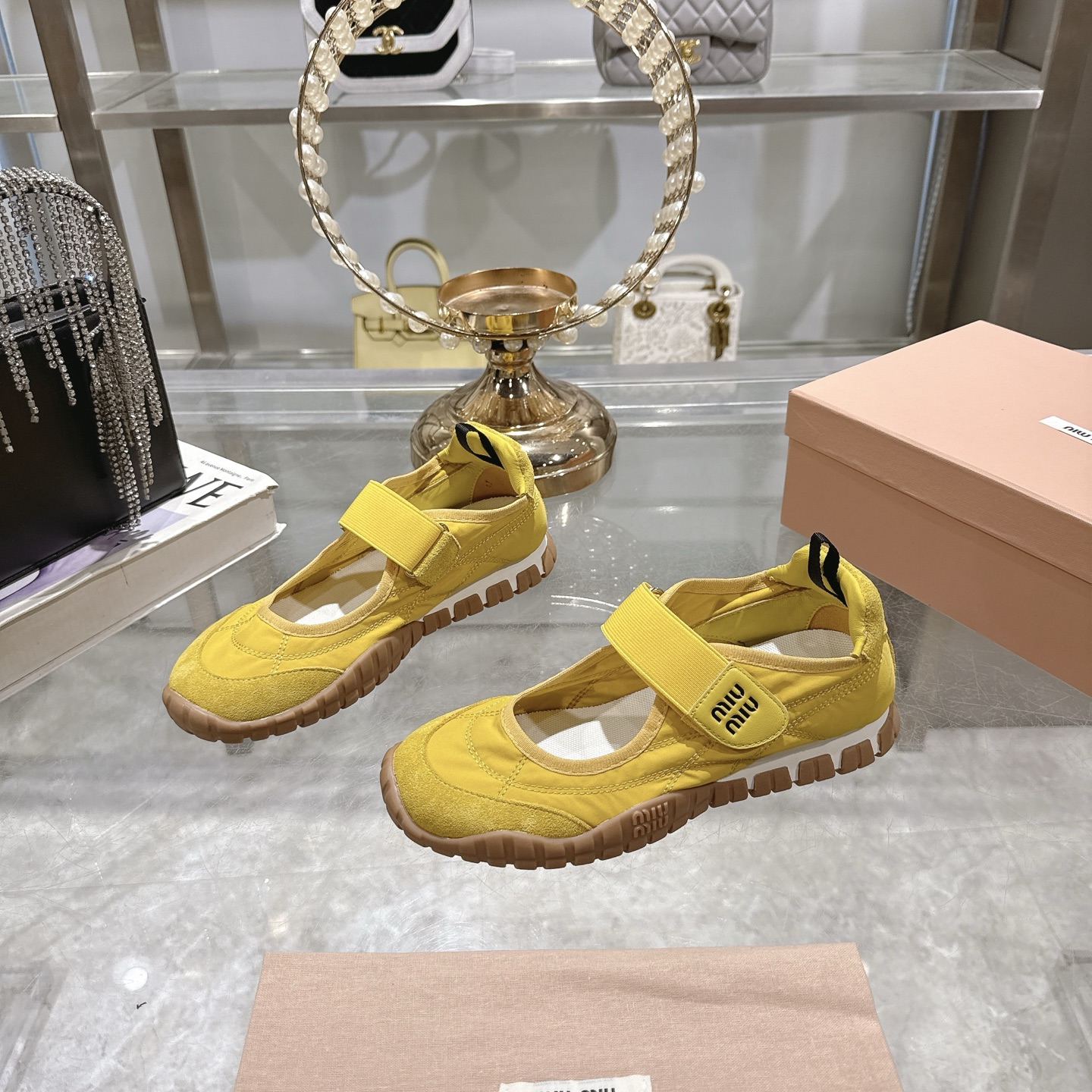 Miu Miu Women's Yellow Canvas Mary Jane Platform Sneakers 5 i1743336950083 508 0 2