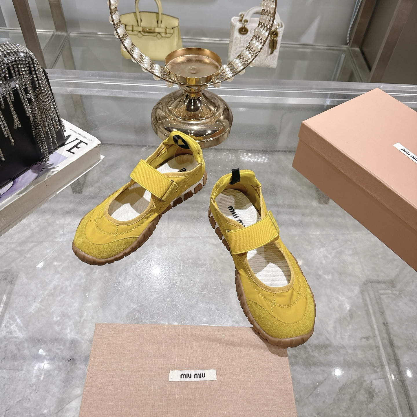 Miu Miu Women's Yellow Canvas Mary Jane Platform Sneakers 4 i1743336950095 7405 0 1