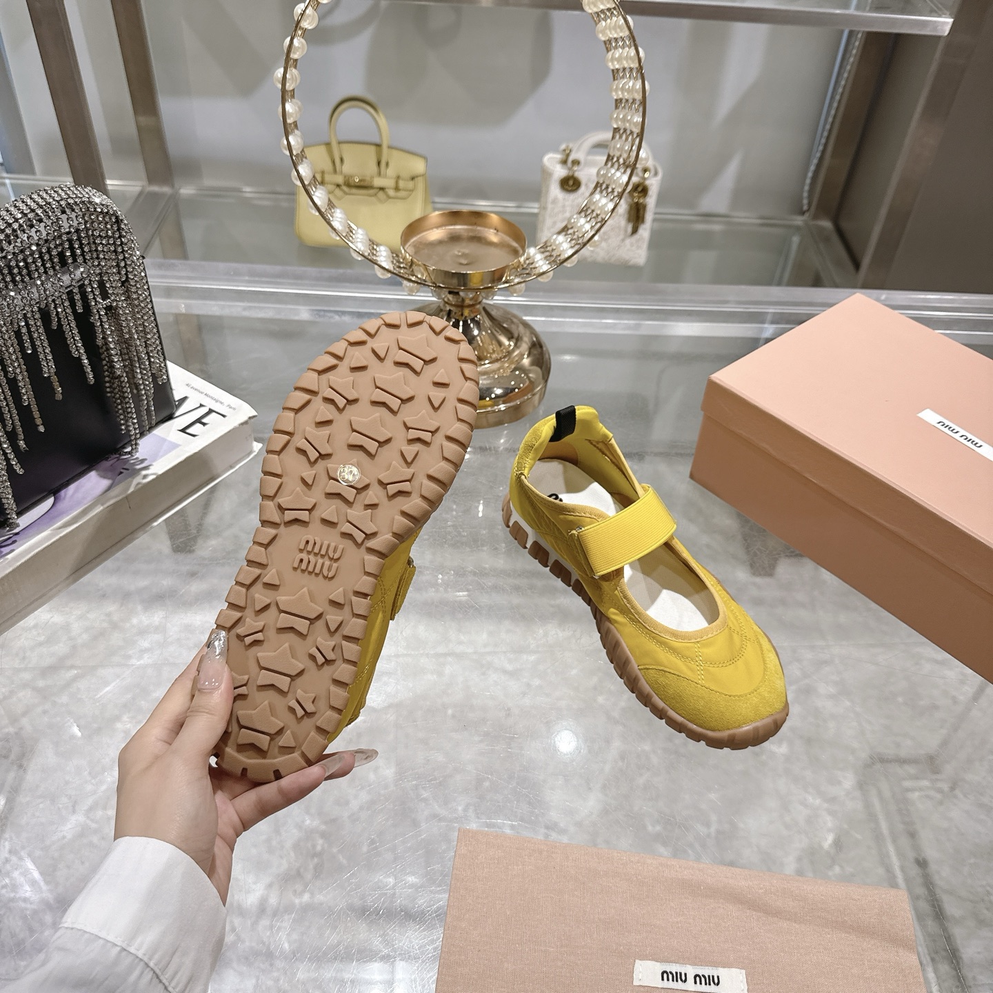 Miu Miu Women's Yellow Canvas Mary Jane Platform Sneakers 10 i1743336950149 9827 0 8