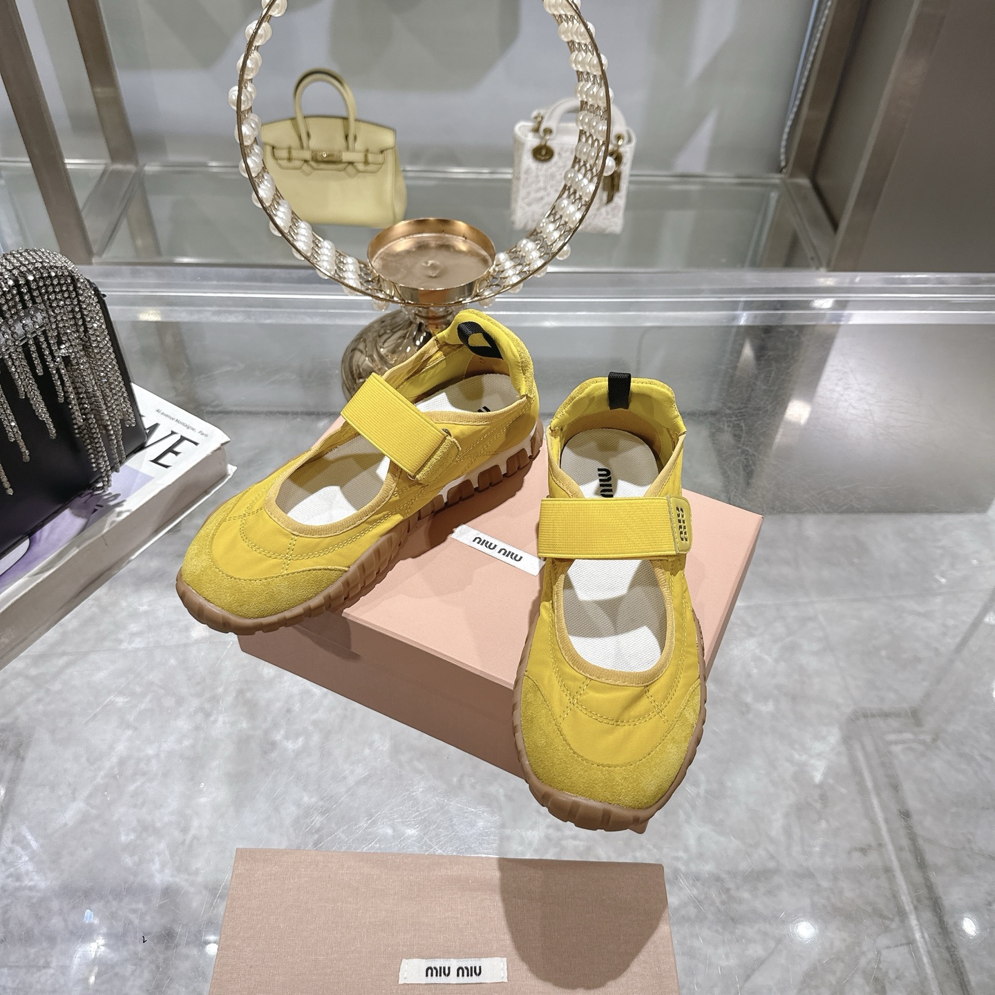 Miu Miu Women's Yellow Canvas Mary Jane Platform Sneakers 7 i1743336950152 197 0 5