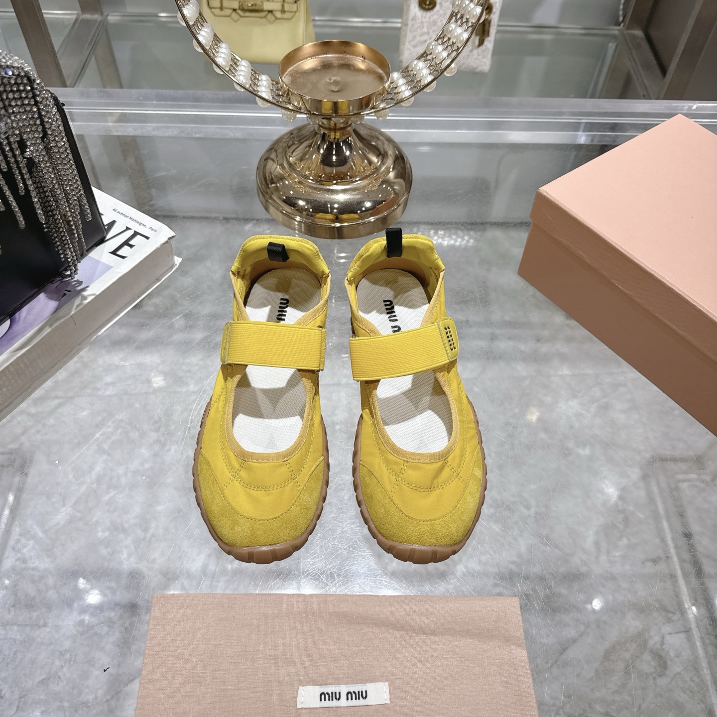 Miu Miu Women's Yellow Canvas Mary Jane Platform Sneakers 3 i1743336952195 2323 0 0