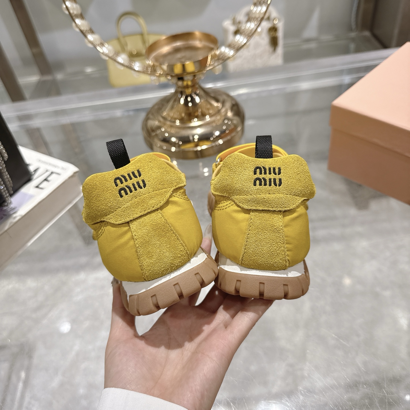 Miu Miu Women's Yellow Canvas Mary Jane Platform Sneakers 8 i1743336952231 3132 0 6