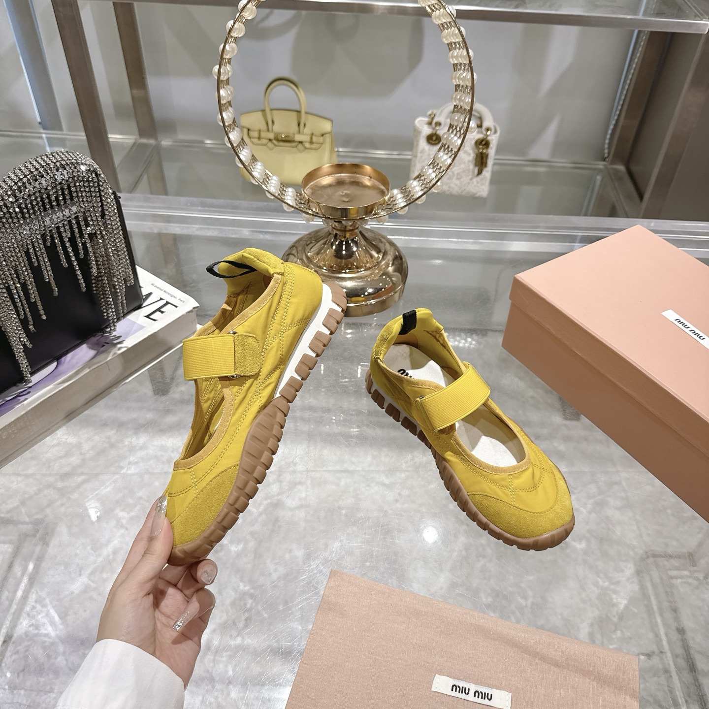 Miu Miu Women's Yellow Canvas Mary Jane Platform Sneakers 6 i1743336952265 541 0 3