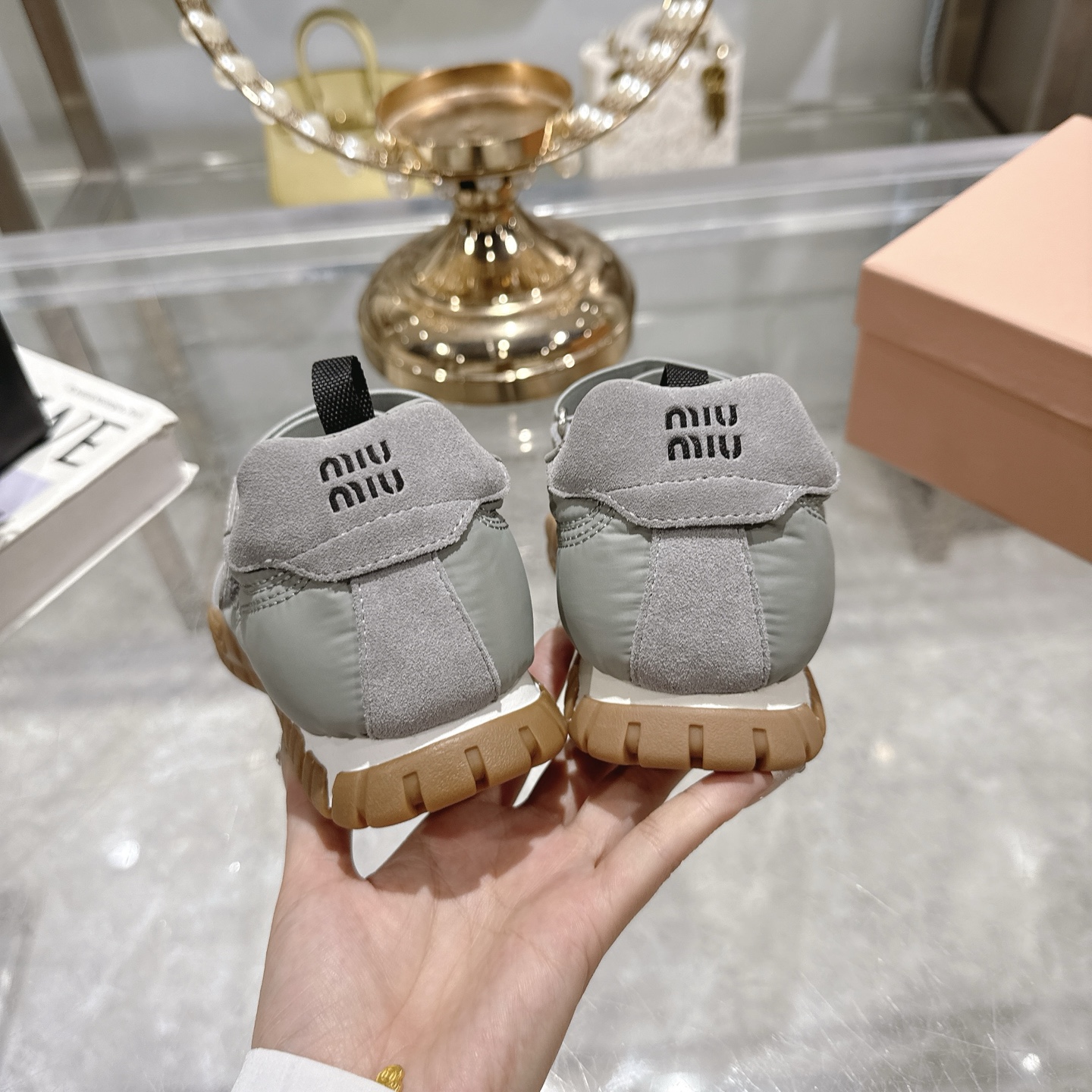 Miu Miu Women's Gray Canvas Mary Jane Sneakers With Logo Strap 8 i1743336976106 4515 0 6