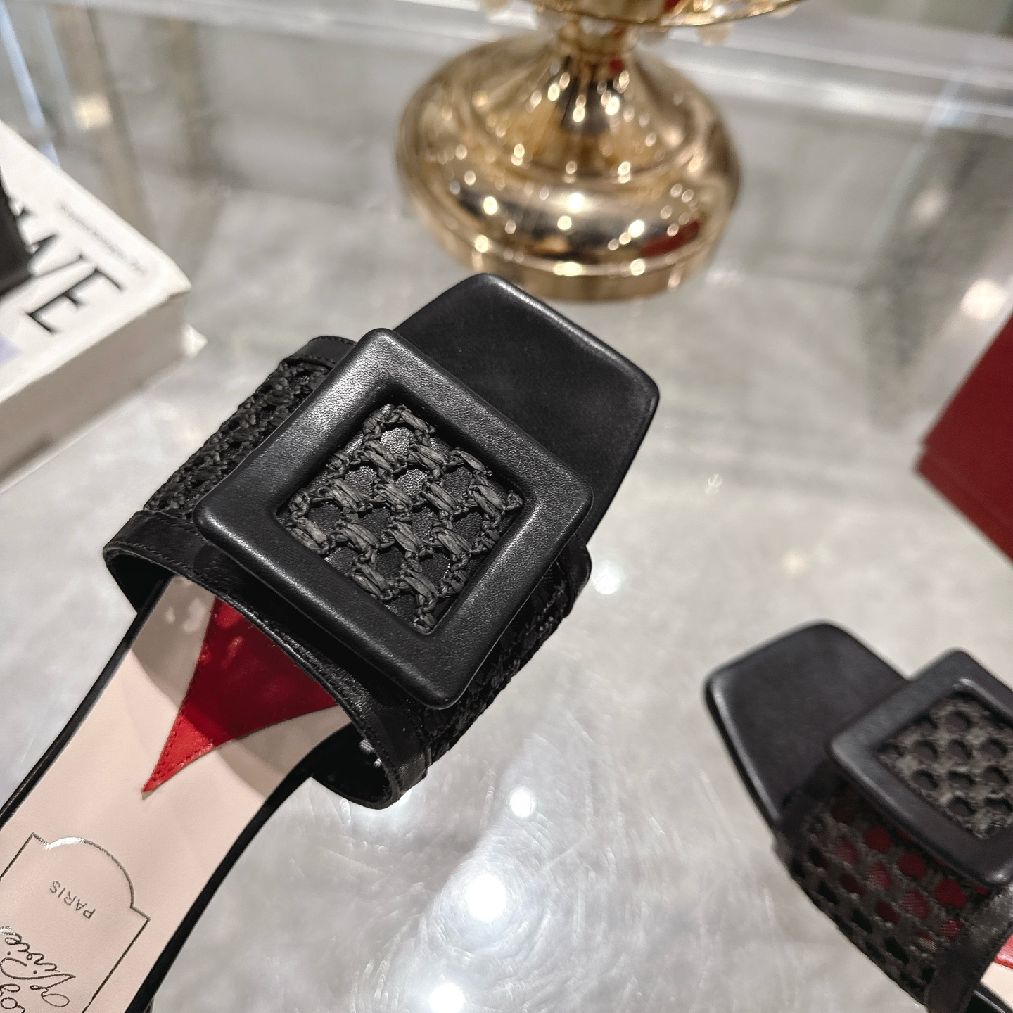 Roger Vivier Women's Black Woven Mules Sandals With Iconic Square Buckle 8 i1743408126404 5475 0 6