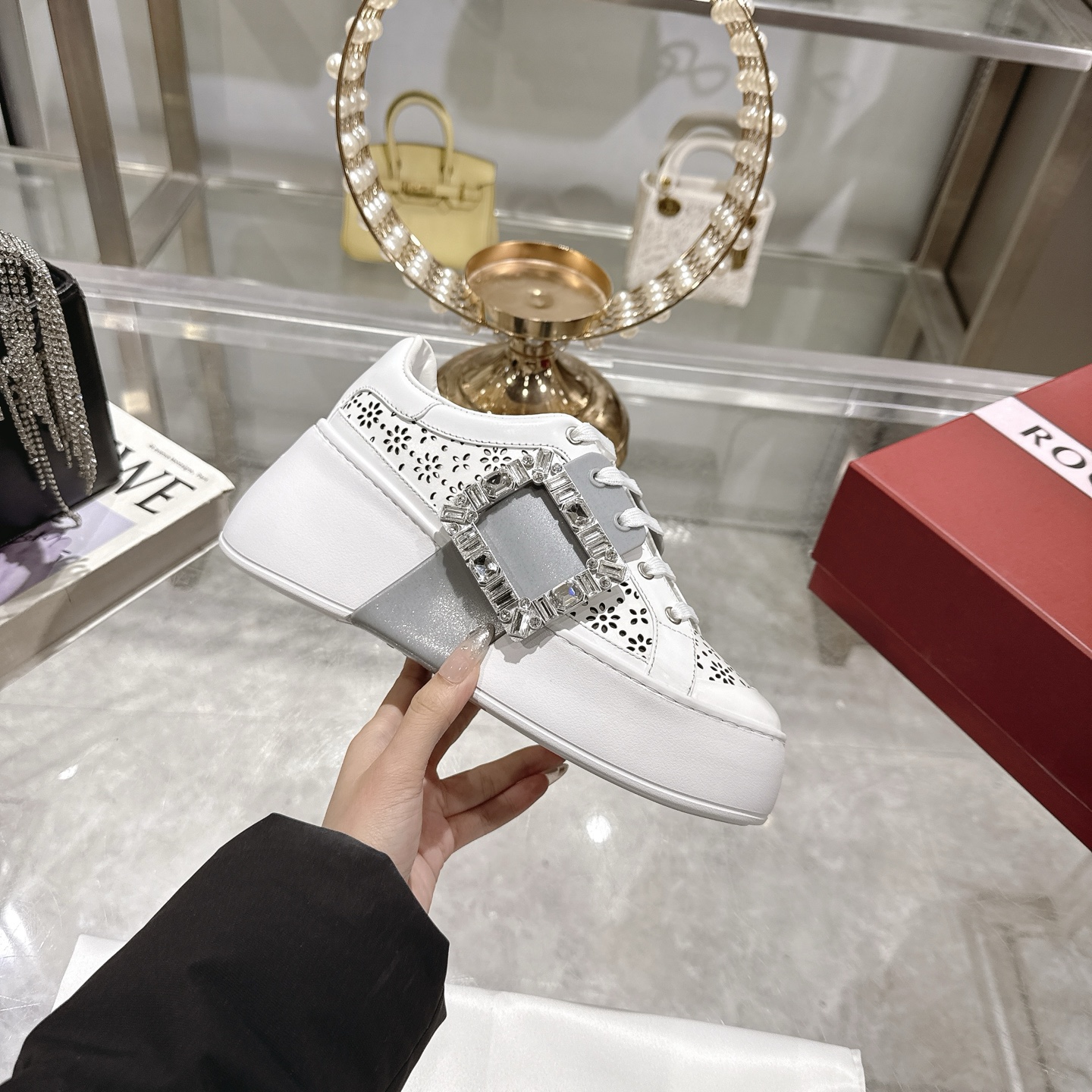 RV Square Buckle White Sneakers - Elevate Your Style with Comfort 1 RV Square Buckle White Sneakers - Elevate Your Style with Comfort