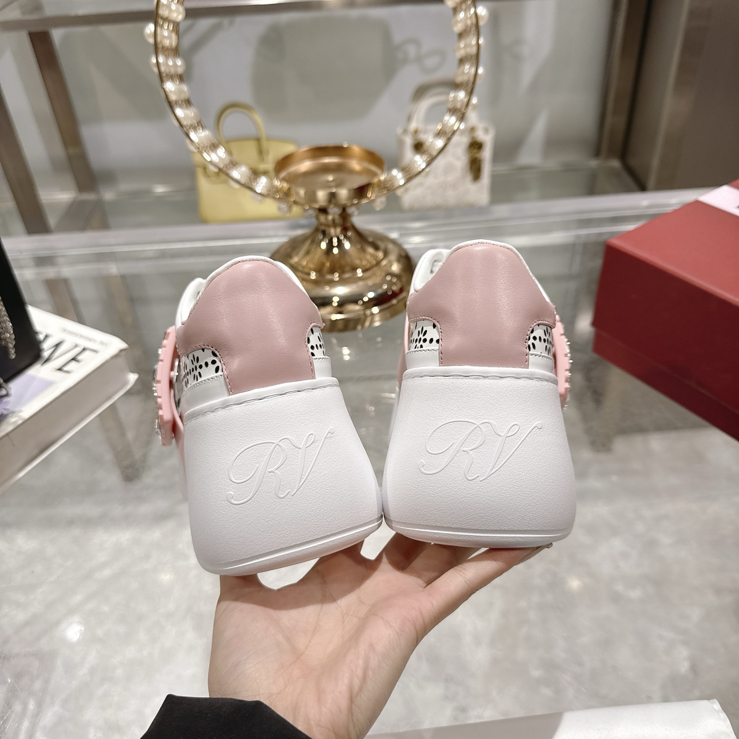 RV Inspired Crystal Buckle Sneakers - White Leather Platform Fashion Sneakers 9 i1743834096978 8610 0 7