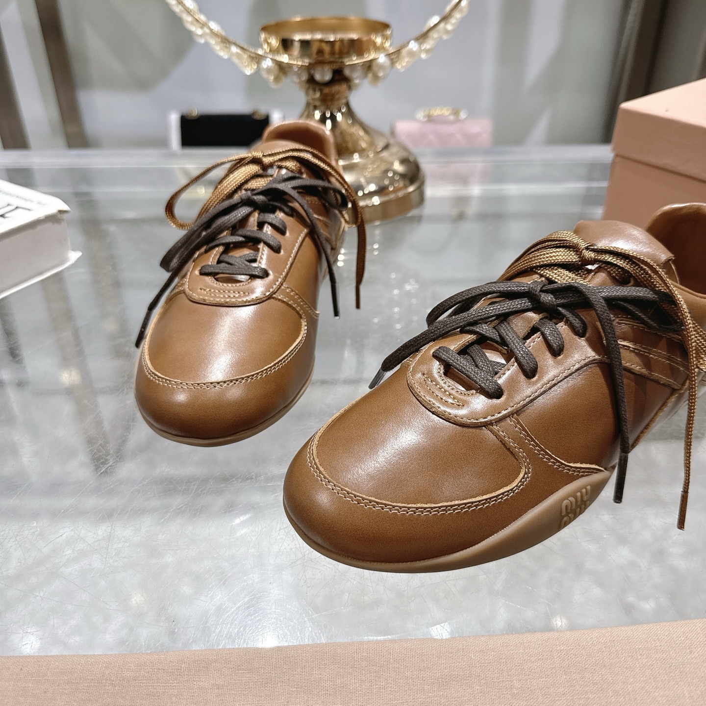 Miu Miu Women's 25ss Distressed Leather German Casual Sneakers 9 i1744869937154 5722 0 7