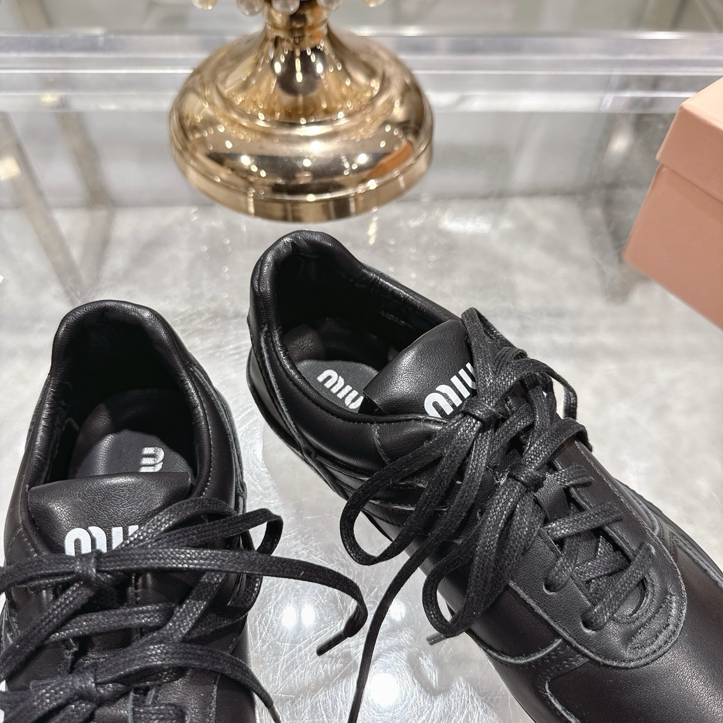 Miu Miu Leather Distressed German Army Trainers Sneakers, Black 8 i1744869974267 59 0 6