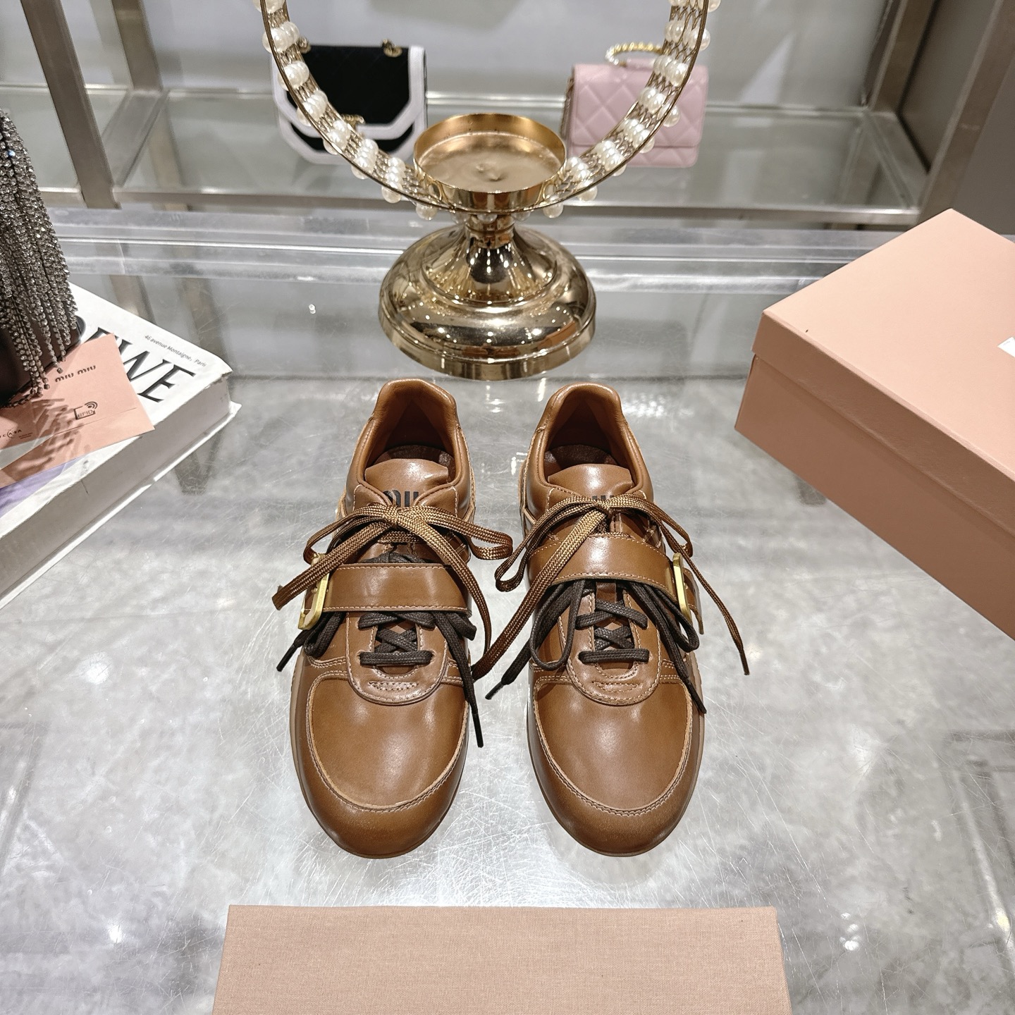Miu Miu 25SS Leather Sneakers with Distressed Finish and Buckle Detail 3 i1744870075043 9550 0 0