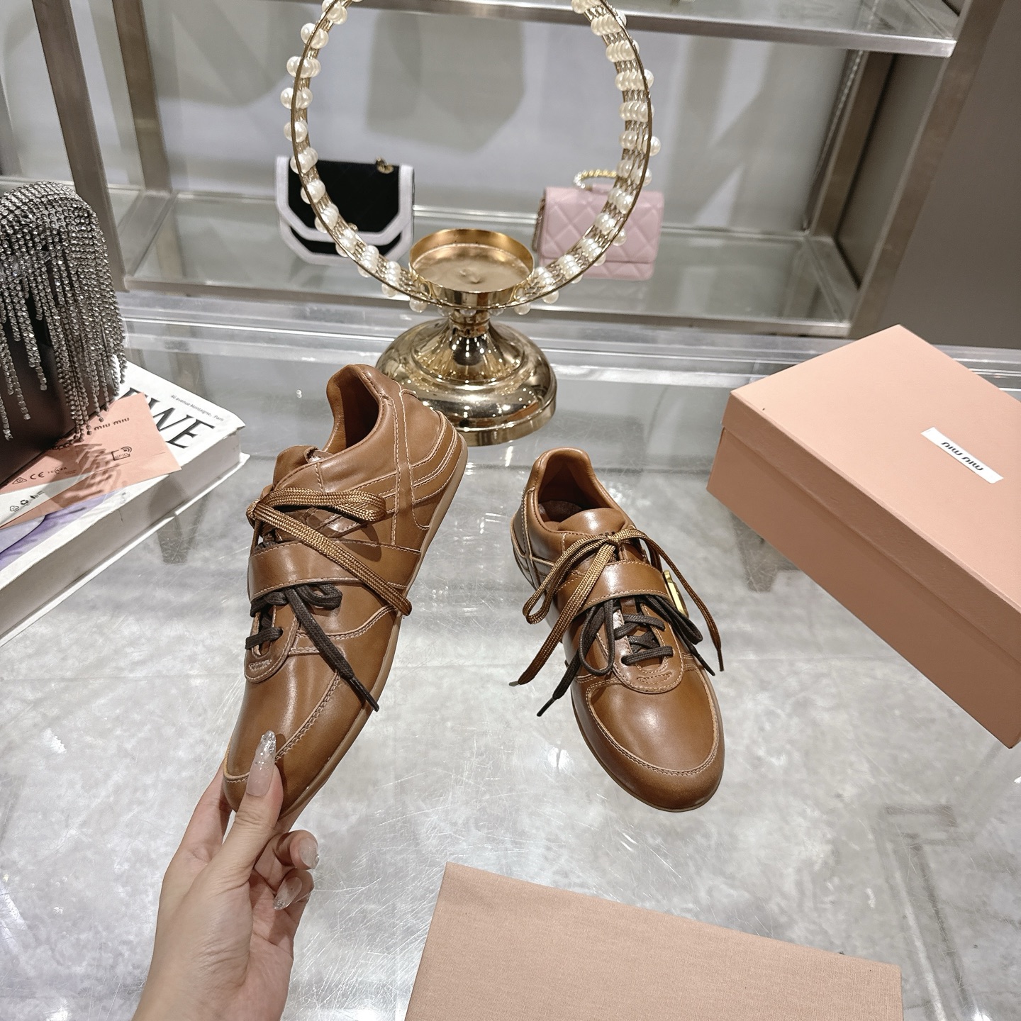Miu Miu 25SS Leather Sneakers with Distressed Finish and Buckle Detail 6 i1744870077421 2570 0 3