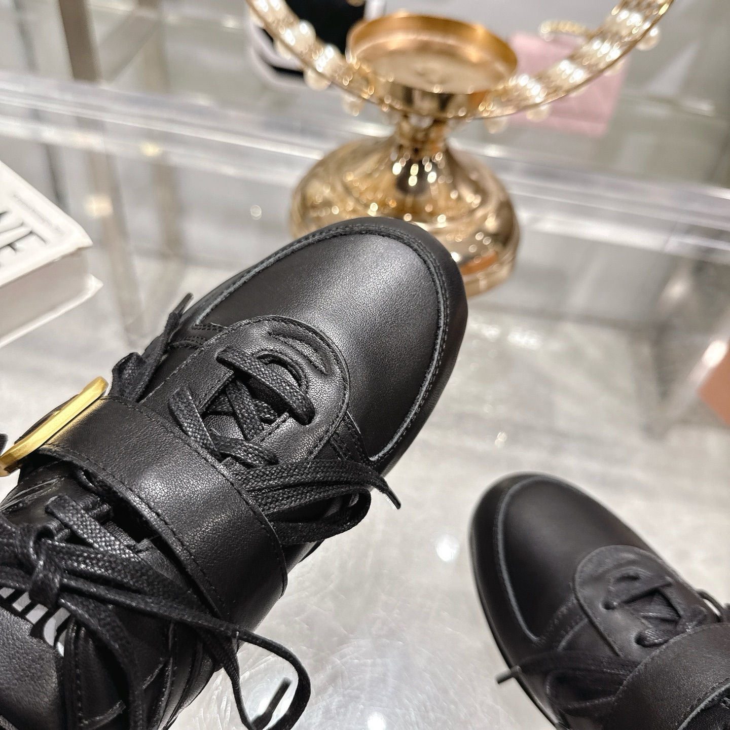 Miu Miu Women's Leather Lace-Up Sneakers with Buckle Detail - Black 9 i1744870276337 2968 0 7