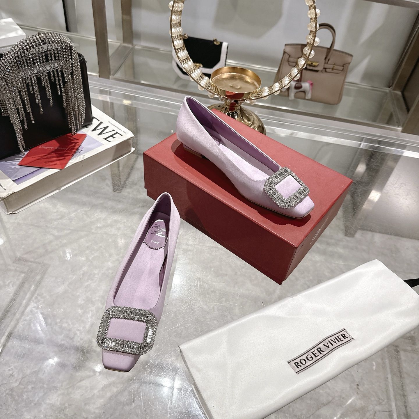 Roger Vivier Bell Vivier Silk Satin Ballet Flats with Crystal Buckle 7 i1744872366115 6143 0 5