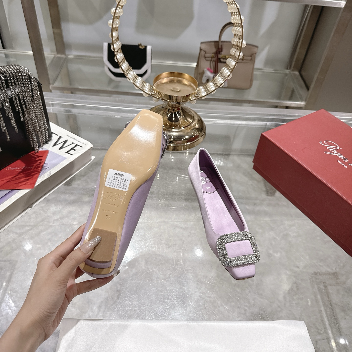Roger Vivier Bell Vivier Silk Satin Ballet Flats with Crystal Buckle 10 i1744872366159 7500 0 8