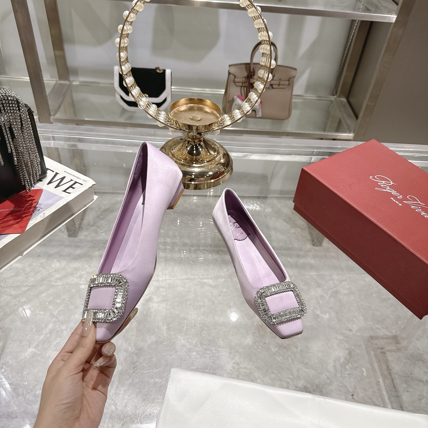Roger Vivier Bell Vivier Silk Satin Ballet Flats with Crystal Buckle 5 i1744872366190 1832 0 3