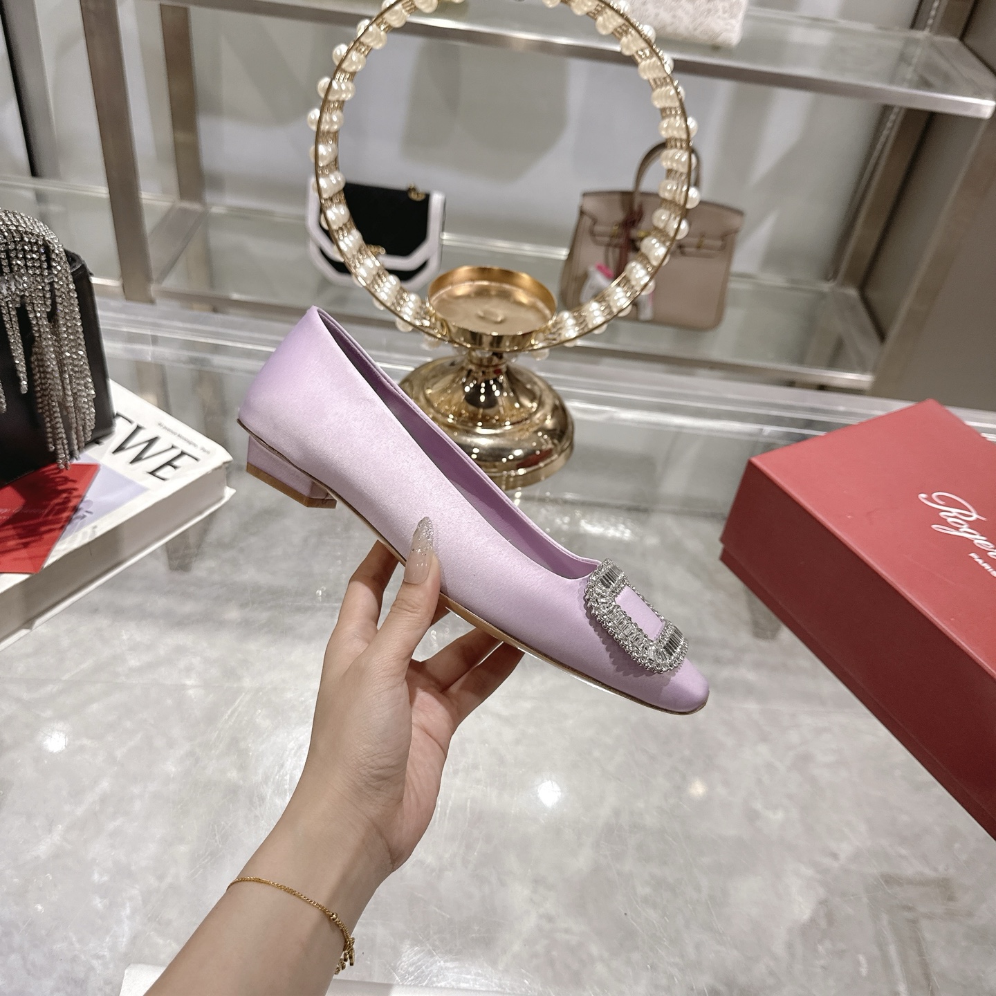 Roger Vivier Bell Vivier Silk Satin Ballet Flats with Crystal Buckle 6 i1744872367501 5524 0 4