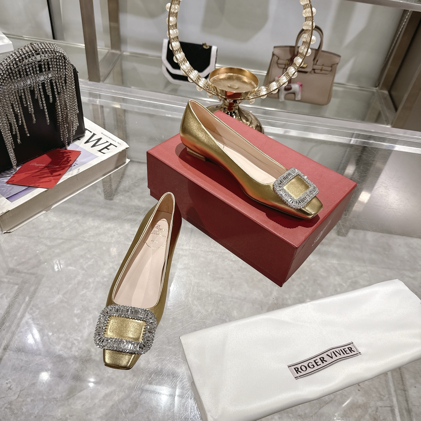 Roger Vivier Women's Bell Vivier Crystal Buckle Satin Ballet Flats 7 i1744872464388 5258 0 5