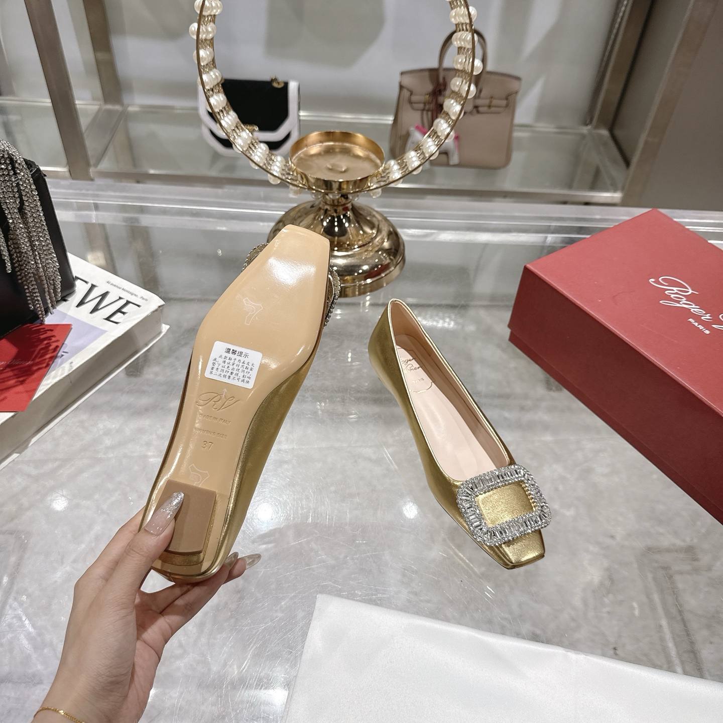 Roger Vivier Women's Bell Vivier Crystal Buckle Satin Ballet Flats 10 i1744872465397 3111 0 8