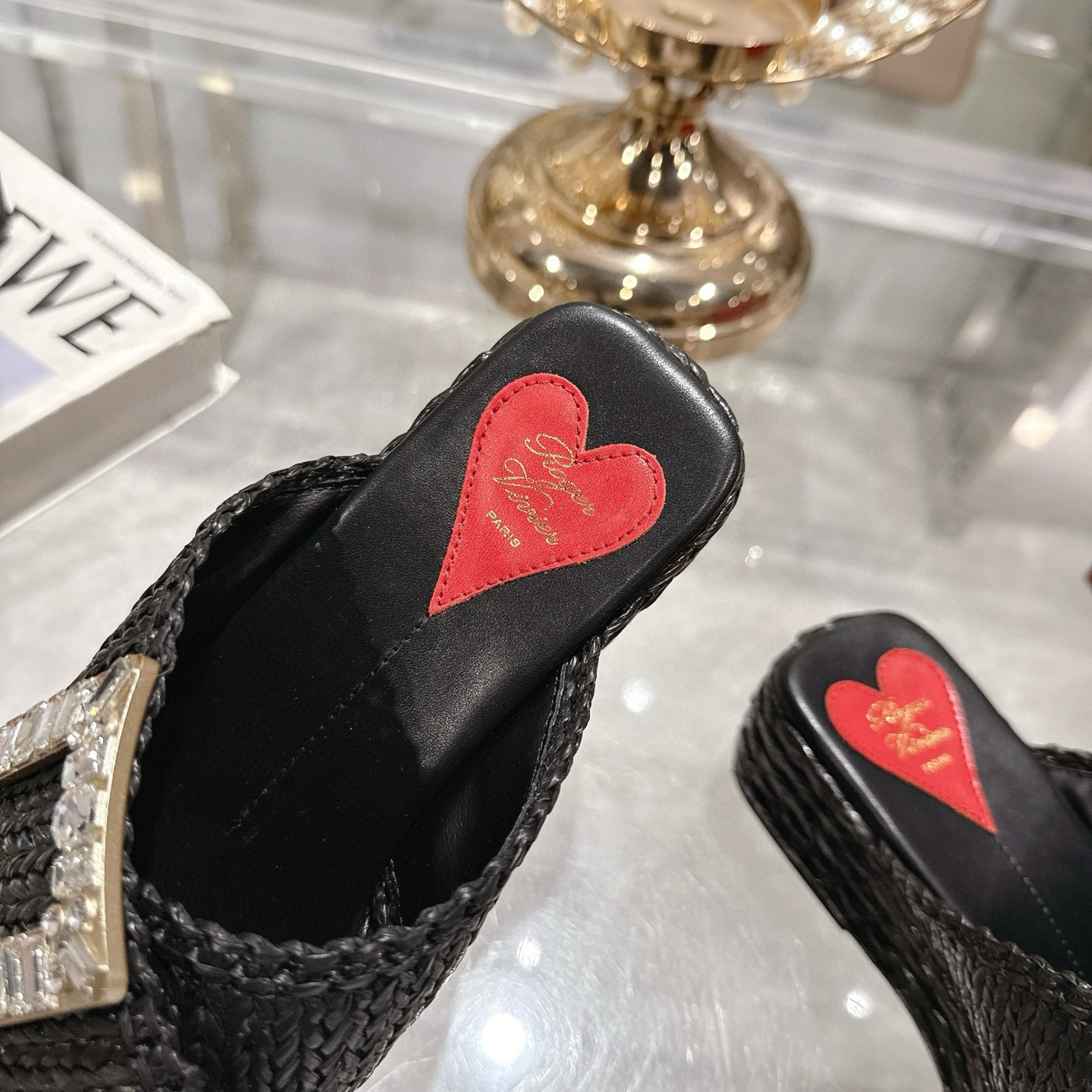 Raffia Platform Sandals with Crystal Buckle Embellishment for Women 7 i1744874281817 8213 0 5
