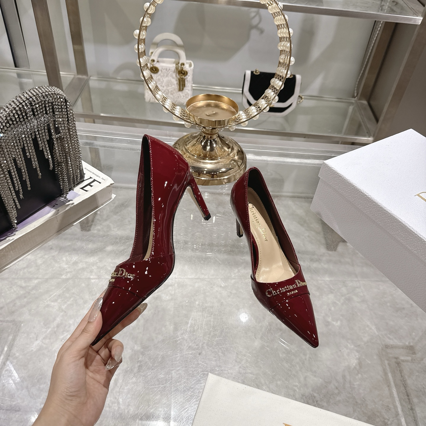 Dior D-My Pointed High Heel Pumps with Metal Logo - Elegant & Stylish 5 i1745298866110 4842 0 2