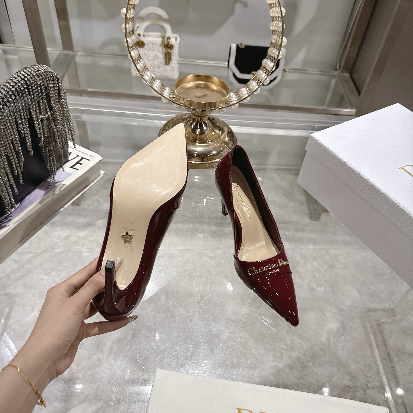 Dior D-My Pointed High Heel Pumps with Metal Logo - Elegant & Stylish 10 i1745298866173 3649 0 8