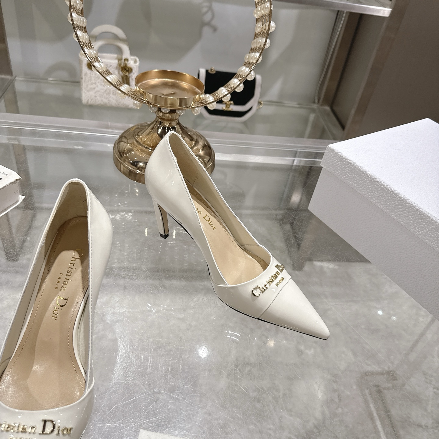 Dior D-My Cream Leather Pointed-Toe Heels with Gold-Tone 'Dior Paris' Logo 7 i1745298897188 4308 0 4