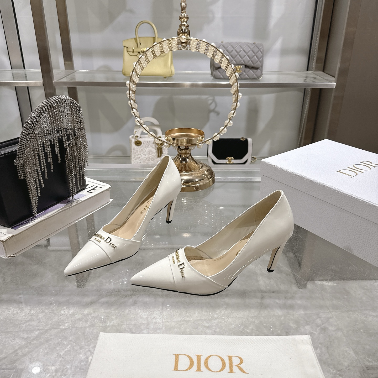 Dior D-My Cream Leather Pointed-Toe Heels with Gold-Tone 'Dior Paris' Logo 4 i1745298897249 2957 0 1