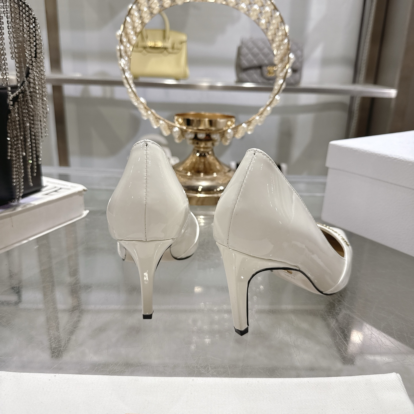 Dior D-My Cream Leather Pointed-Toe Heels with Gold-Tone 'Dior Paris' Logo 8 i1745298898871 4178 0 6