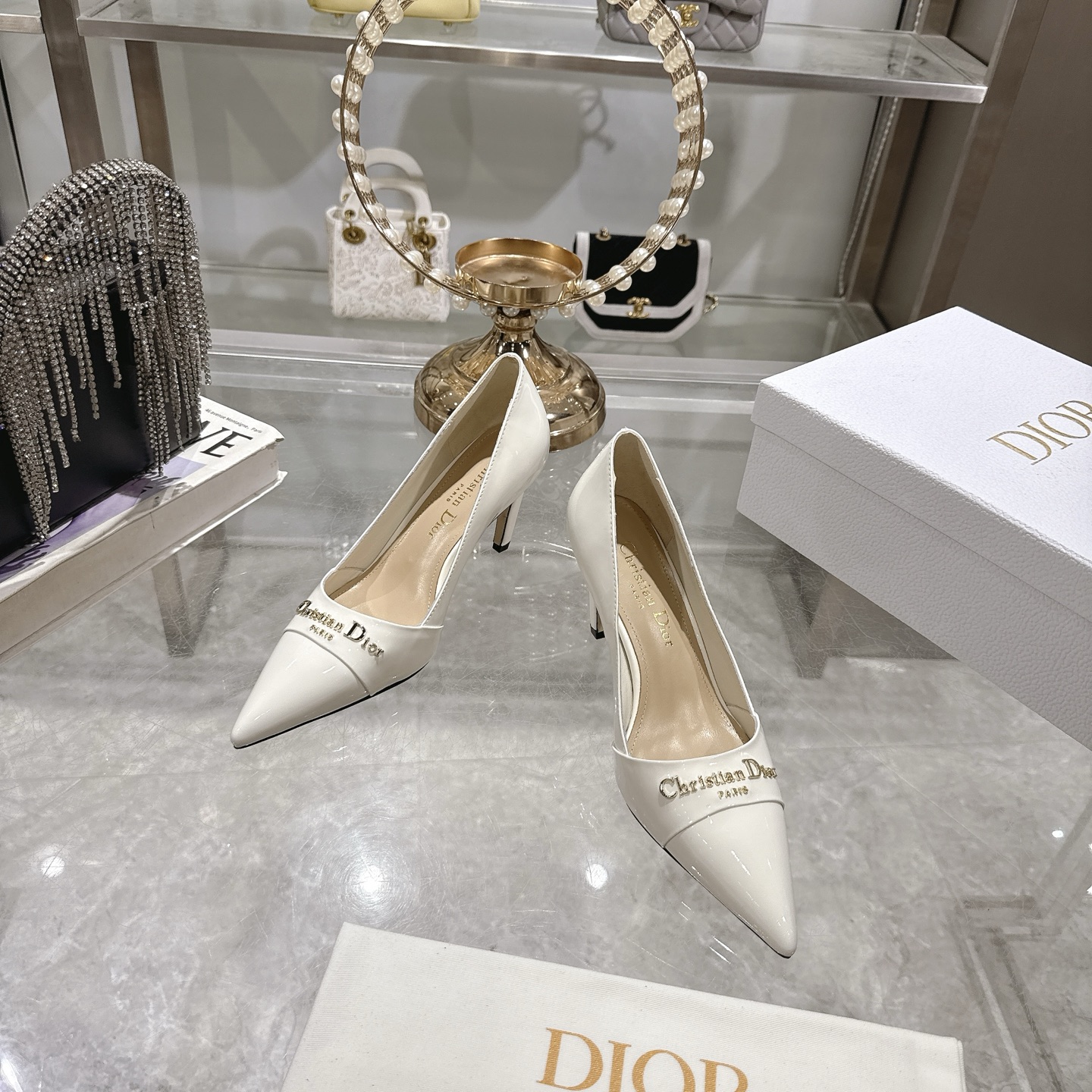 Dior D-My Cream Leather Pointed-Toe Heels with Gold-Tone 'Dior Paris' Logo 3 i1745298898912 7596 0 0