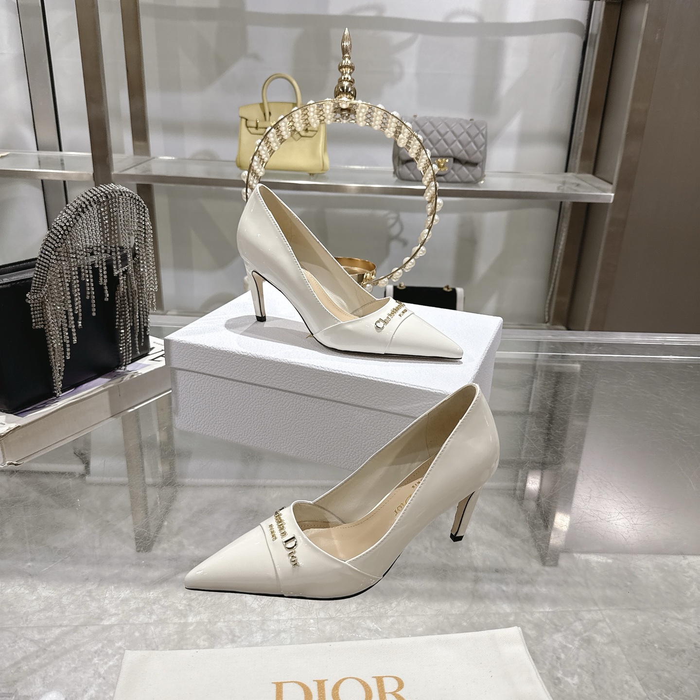 Dior D-My Cream Leather Pointed-Toe Heels with Gold-Tone 'Dior Paris' Logo 2 i1745298898953 1211 0 5