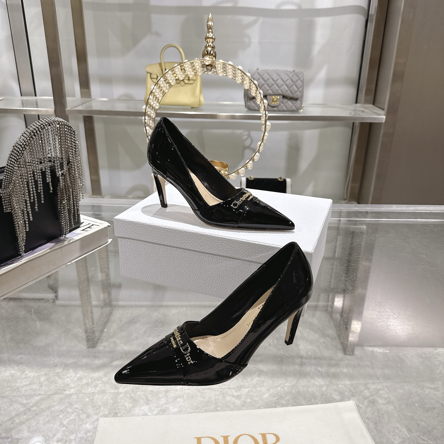 Dior D-My Elegant Pointed-Toe High Heel Pumps with Dior Paris Logo 1 Dior D-My Elegant Pointed-Toe High Heel Pumps with Dior Paris Logo