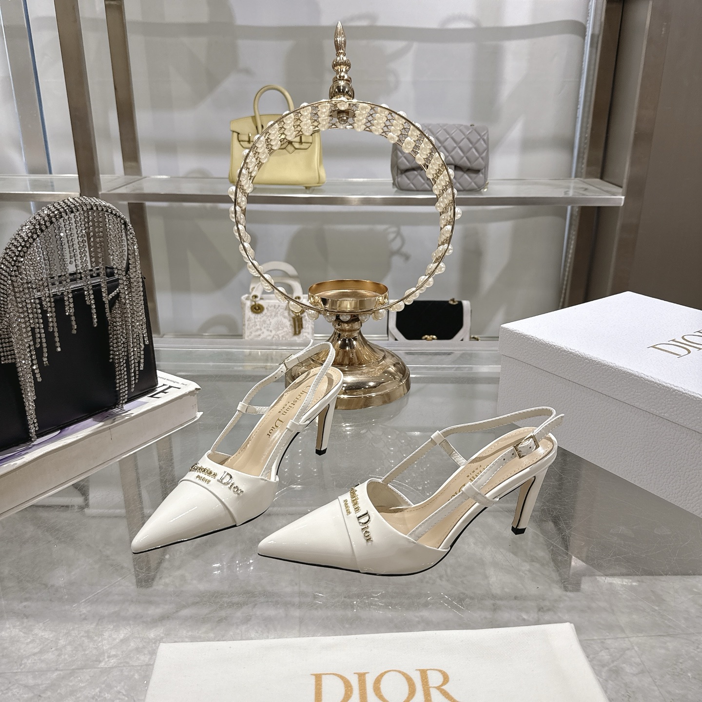 Dior D-My Slingback Pumps, Patent Leather Pointed-Toe Heels 3 i1745301039378 8336 0 2