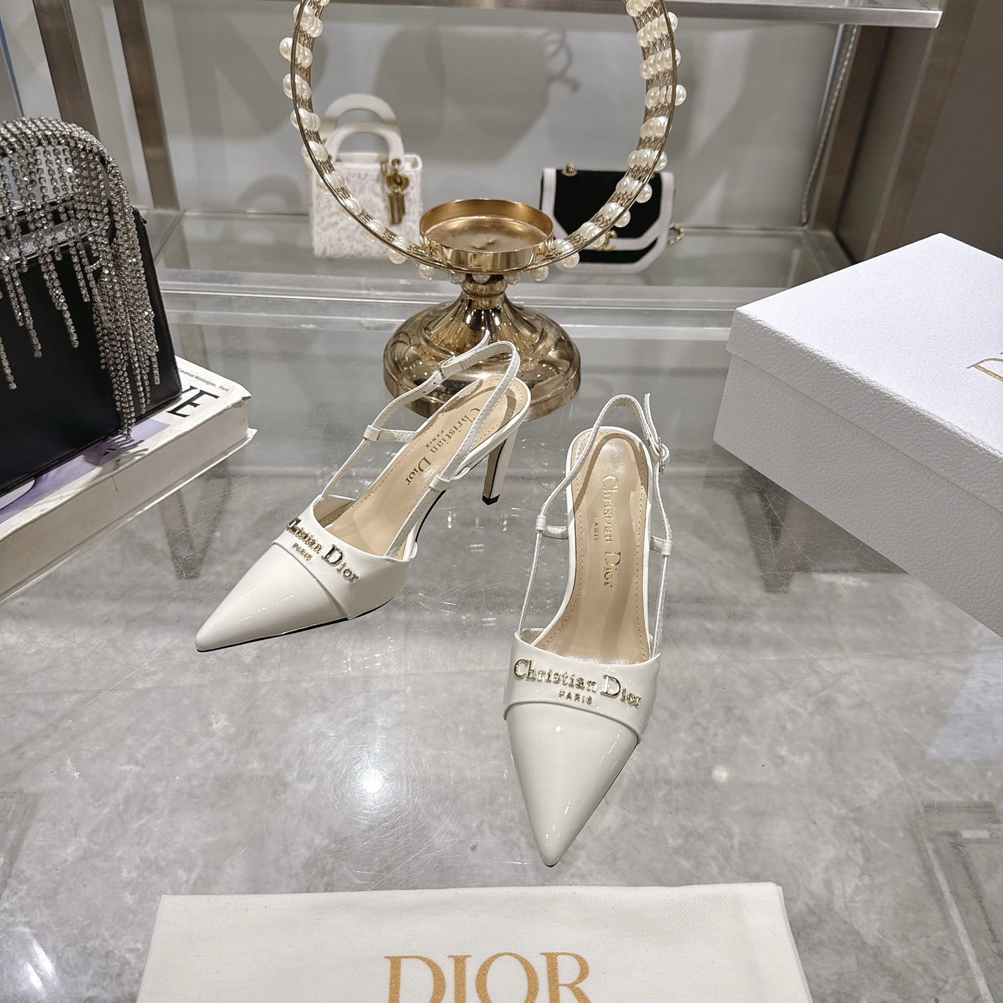 Dior D-My Slingback Pumps, Patent Leather Pointed-Toe Heels 4 i1745301039383 2413 0 0