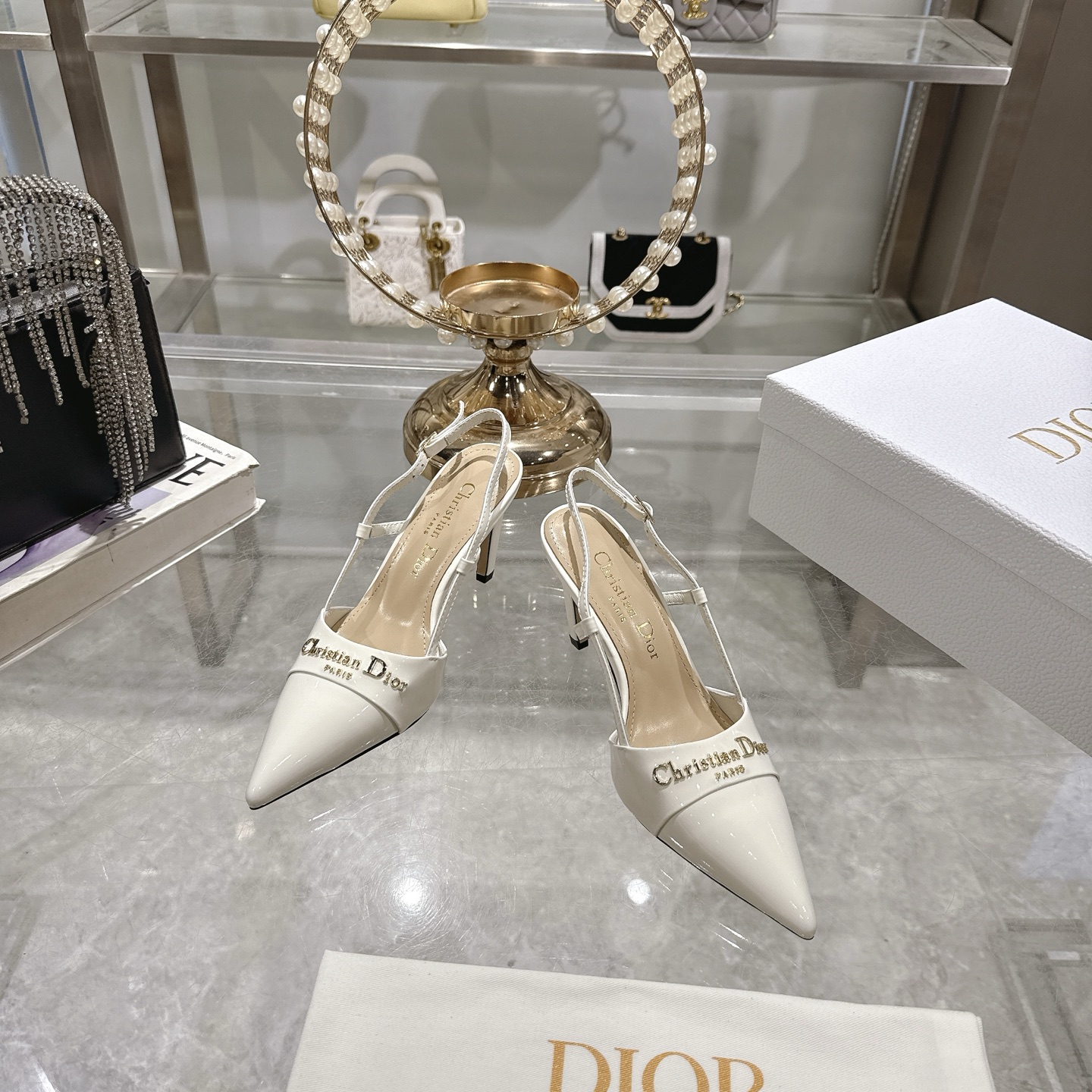 Dior D-My Slingback Pumps, Patent Leather Pointed-Toe Heels 5 i1745301042718 8134 0 1