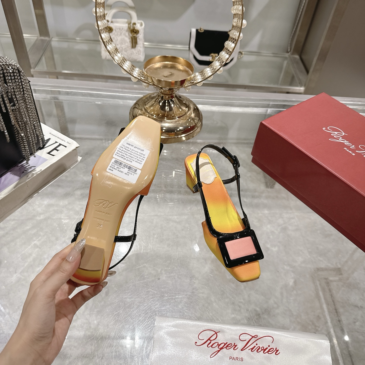Roger Vivier Women's Slingback Pumps Color Block Heel Sandals 10 i1745391929647 6578 0 8