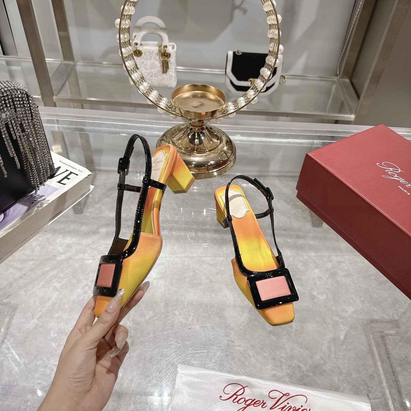 Roger Vivier Women's Slingback Pumps Color Block Heel Sandals 5 i1745391929658 4888 0 3