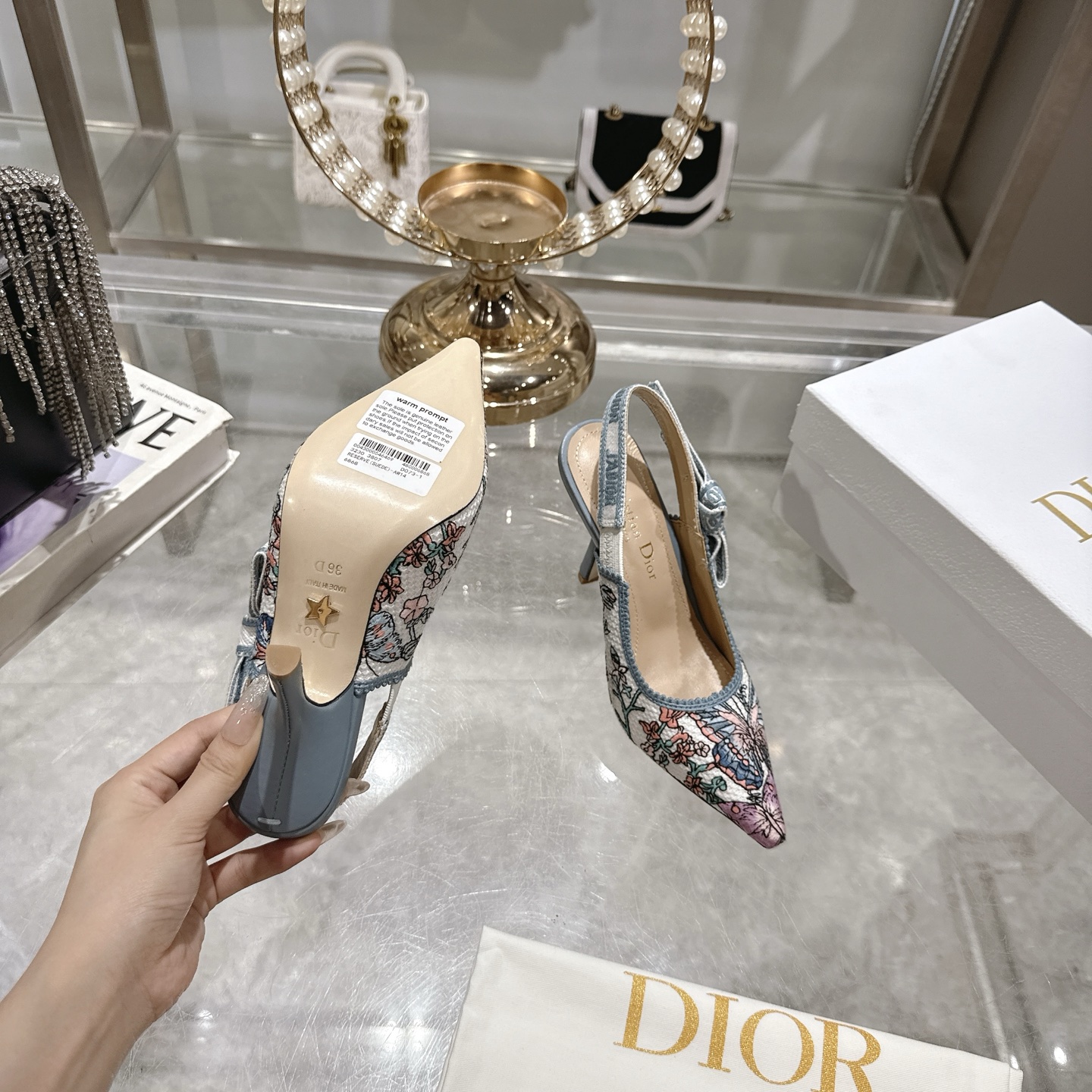 Dior J'Adior Slingback Pointed Embroidered Pumps High Heels 9 i1745487347620 5612 0 7