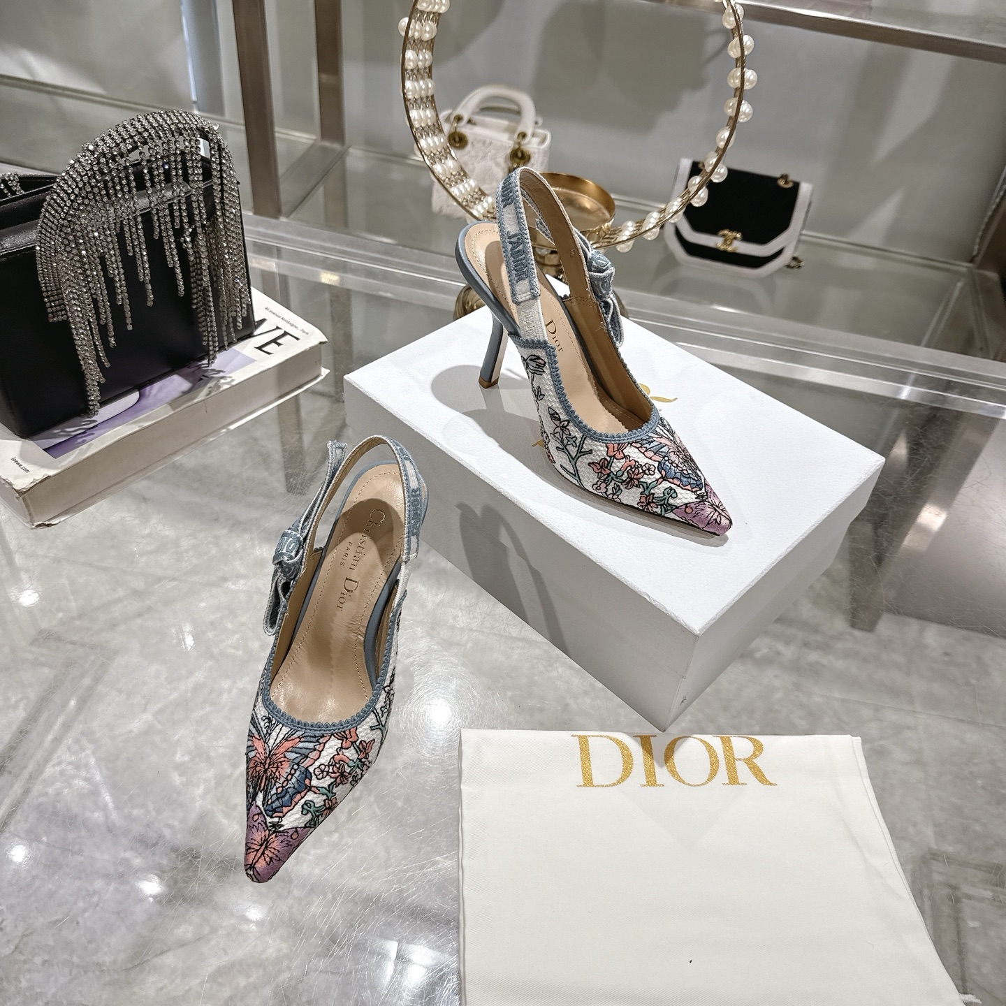 Dior J'Adior Slingback Pointed Embroidered Pumps High Heels 6 i1745487347641 7445 0 4