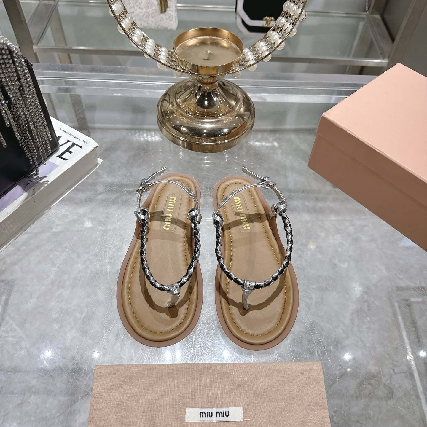 Miu Miu Women's Leather Thong Sandals - Braided Strap Flat Shoes 3 i1745729537648 2358 0 0