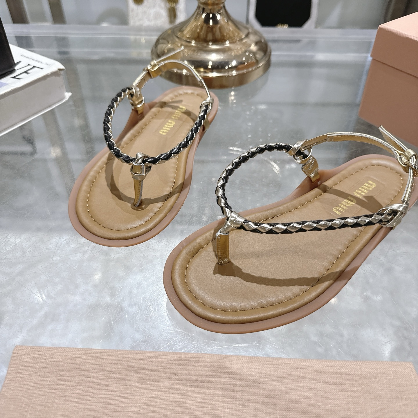 Miu Miu 25SS Braided Leather Thong Sandals - Luxurious Comfort & Style 9 i1745729676476 1037 0 7