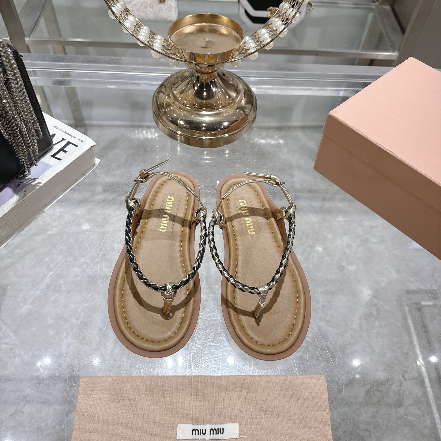 Miu Miu 25SS Braided Leather Thong Sandals - Luxurious Comfort & Style 3 i1745729678443 3275 0 0