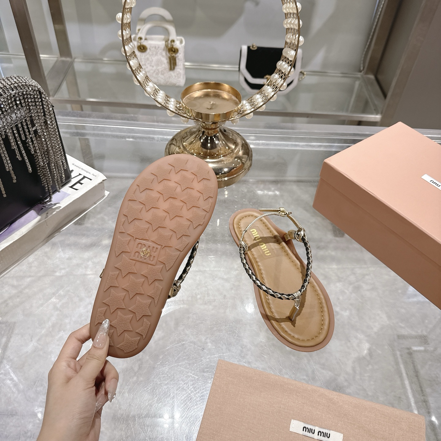 Miu Miu 25SS Braided Leather Thong Sandals - Luxurious Comfort & Style 10 i1745729678611 8108 0 8