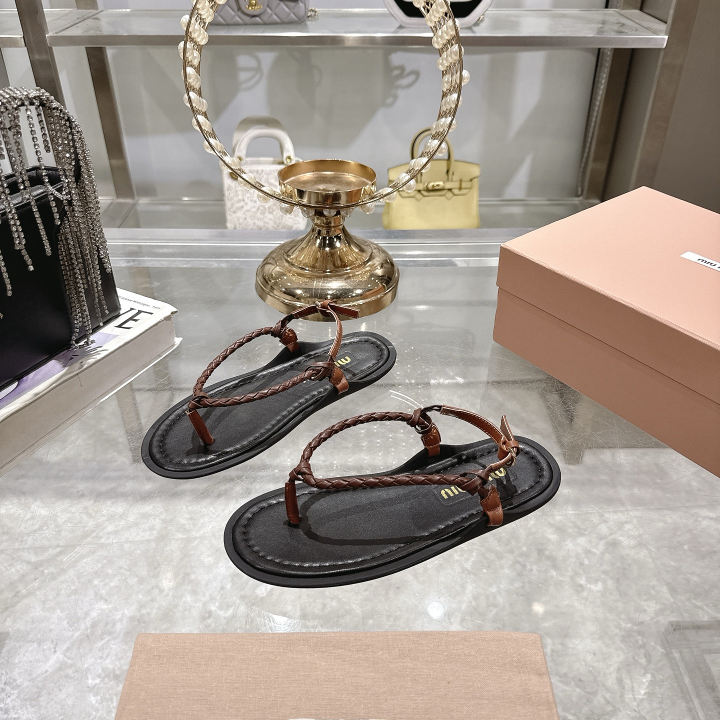 Miu Miu 25SS Braided Thong Sandals - Chic Summer Flats for Women 5 i1745729770755 6302 0 2