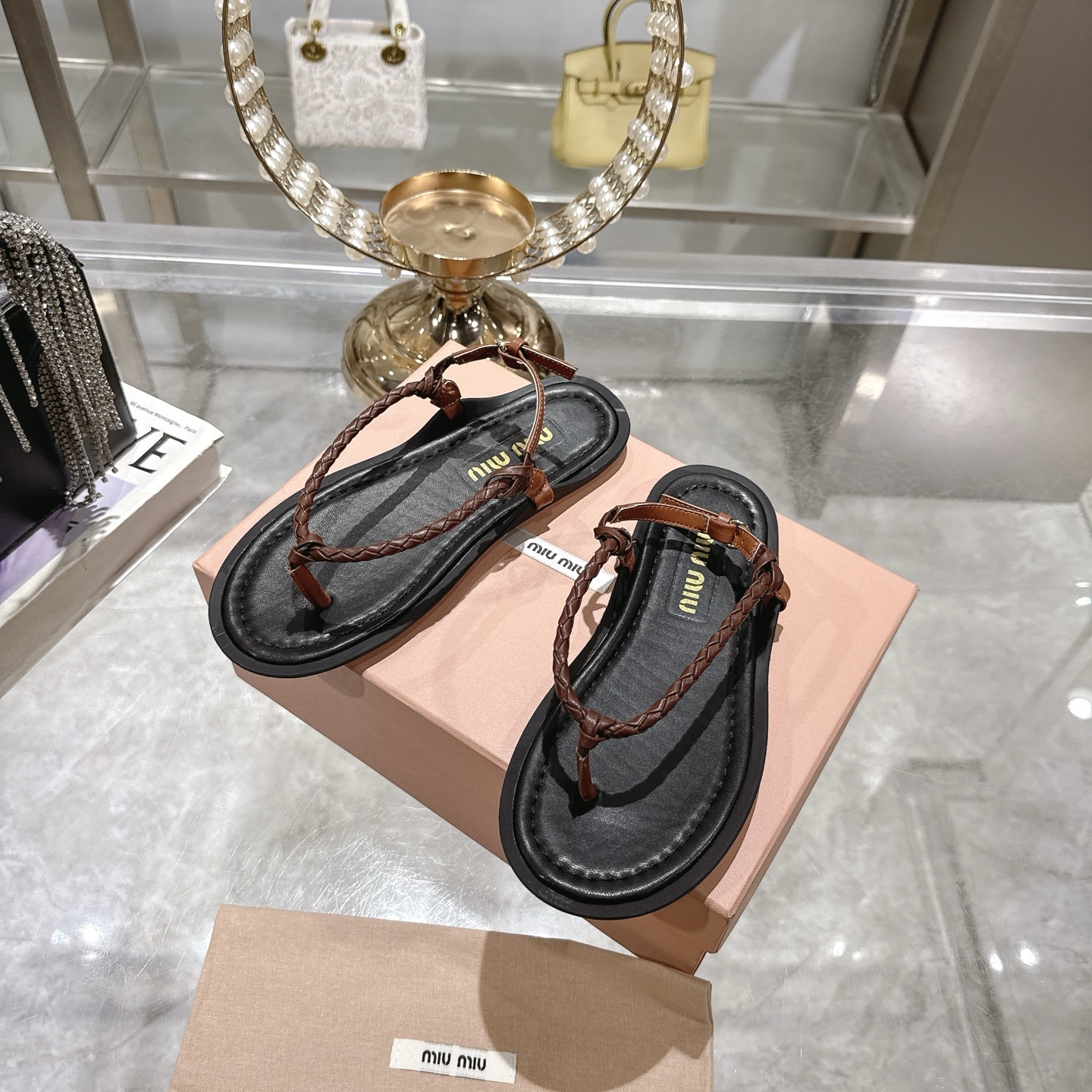 Miu Miu 25SS Braided Thong Sandals - Chic Summer Flats for Women 7 i1745729770756 1586 0 5